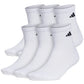 adidas Men's Cushioned Quarter Extended 6 Pack Socks White Size 12-16