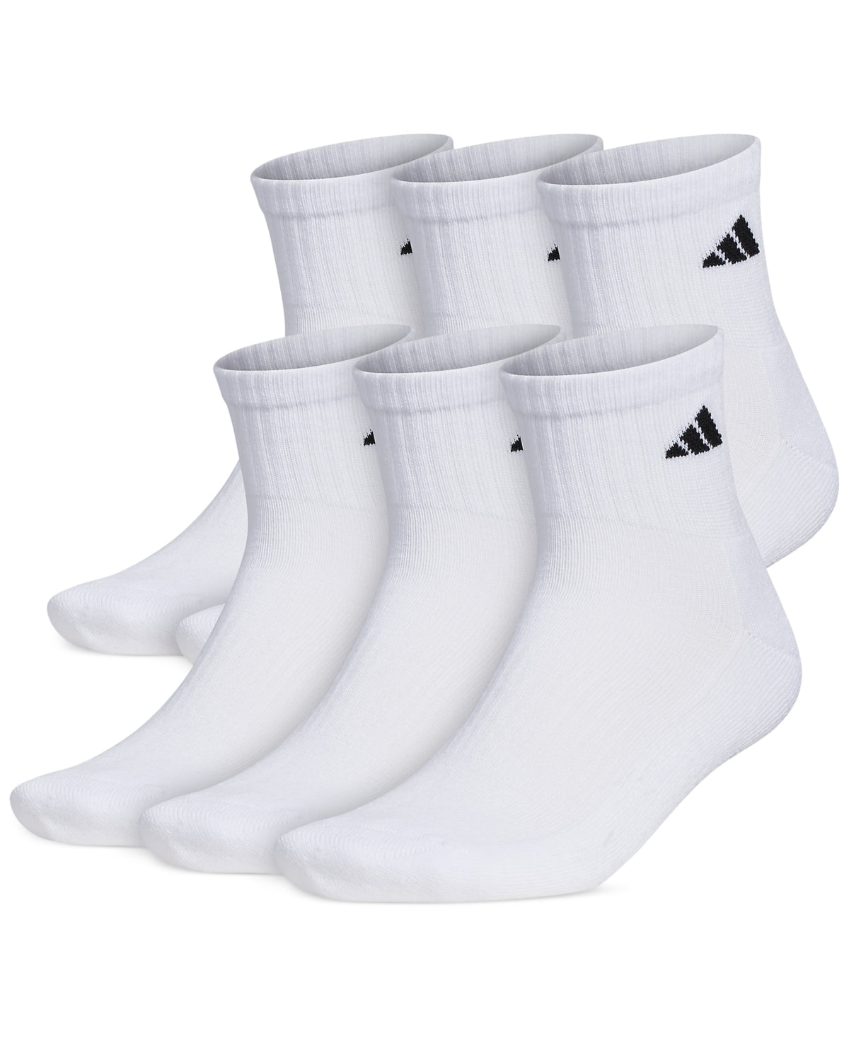 adidas Men's Cushioned Quarter Extended 6 Pack Socks White Size 12-16