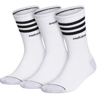 adidas Men's 3 Pk Crew Socks White Size 6-12