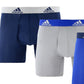 adidas Men's 3 Pk Climalite Boxer Briefs Blue Size Medium