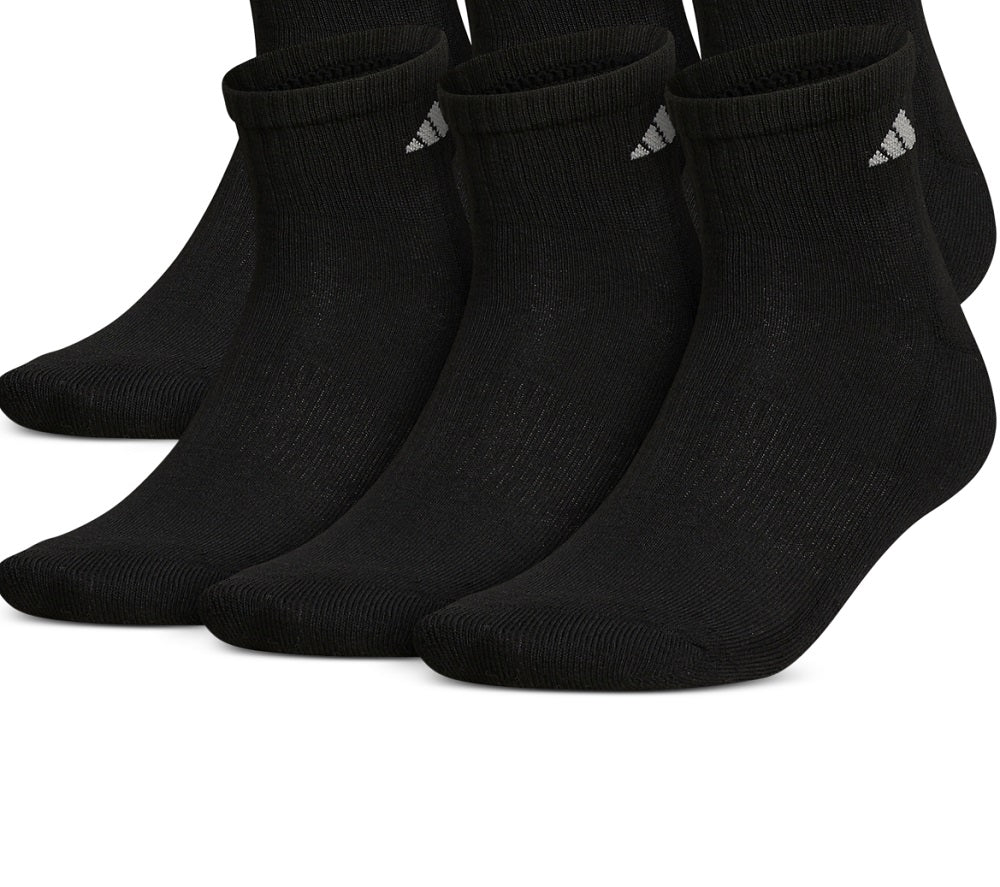 adidas Men's 6 Pack Cushioned Quarter Extended Socks Black Size X-Large