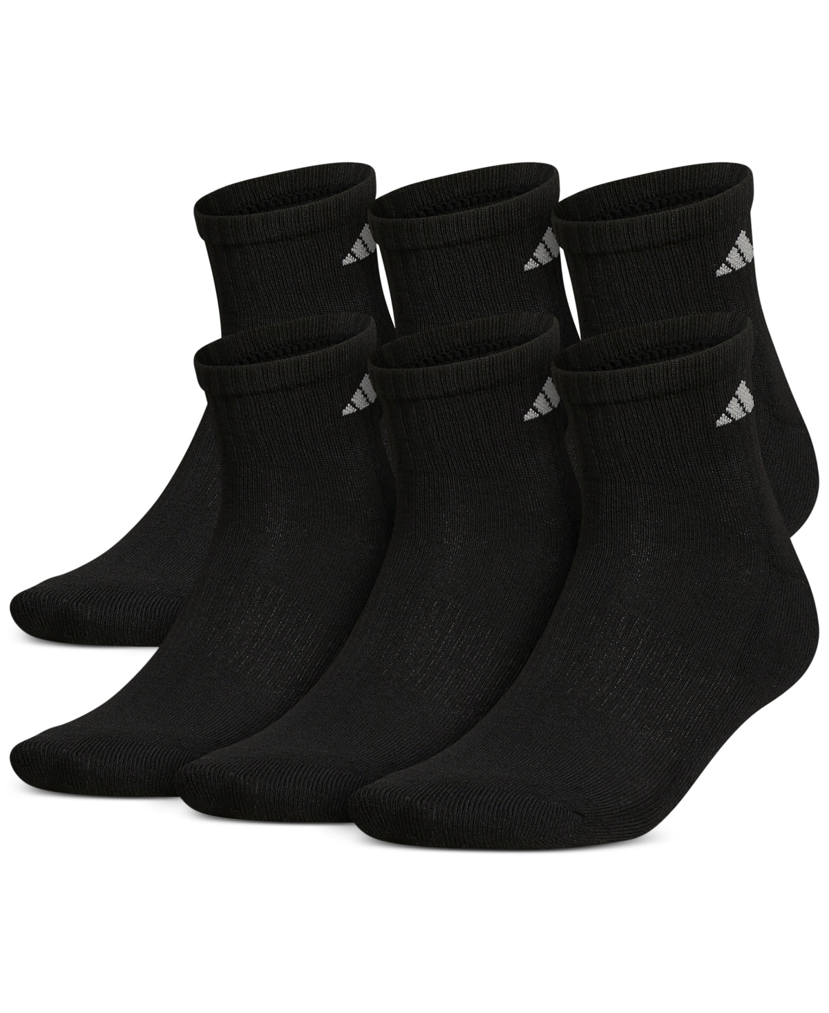 adidas Men's 6 Pack Cushioned Quarter Extended Socks Black Size X-Large