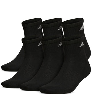 adidas Men's 6 Pack Cushioned Quarter Extended Socks Black Size X-Large