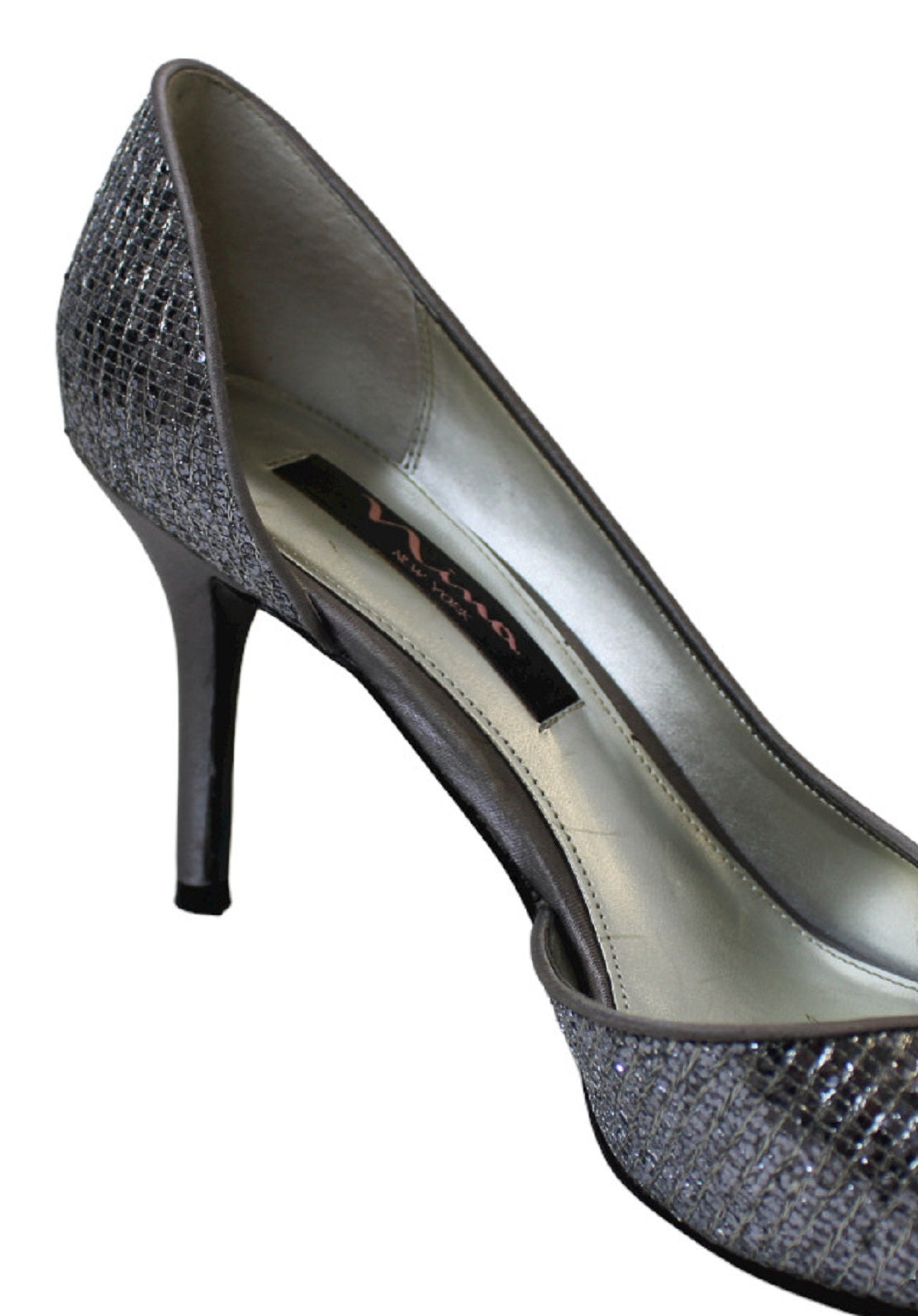 Nina Women's Peep Toe Textile Pumps Heels Shoes Gray Size 7.5M