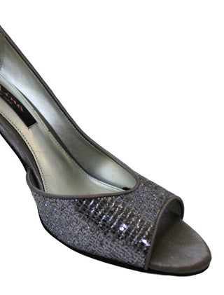 Nina Women's Peep Toe Textile Pumps Heels Shoes Gray Size 7.5M