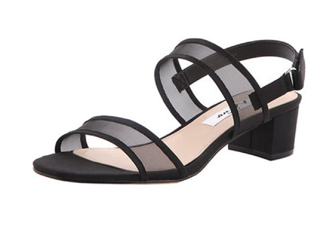 Nina Women's Ganice Block Heel Mesh Sandal Black Size 5 M
