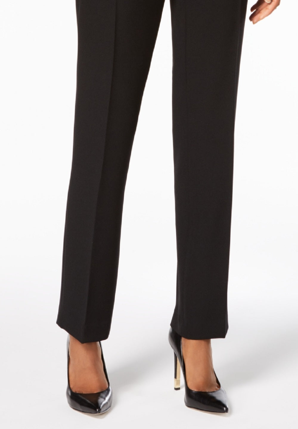 Kasper Women's Stretch Crepe Straight Leg Pants Black Size 10