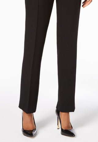 Kasper Women's Stretch Crepe Straight Leg Pants Black Size 10