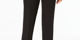 Kasper Women's Stretch-Crepe Straight Leg Pants Black Size 16