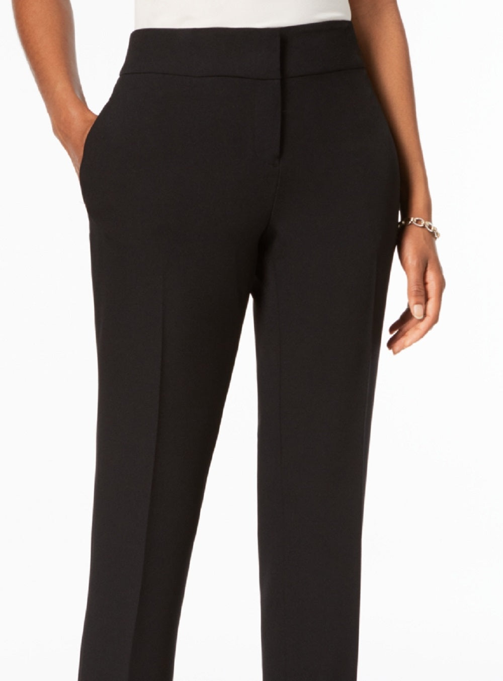 Kasper Women's Stretch Crepe Straight Leg Pants Black Size 6