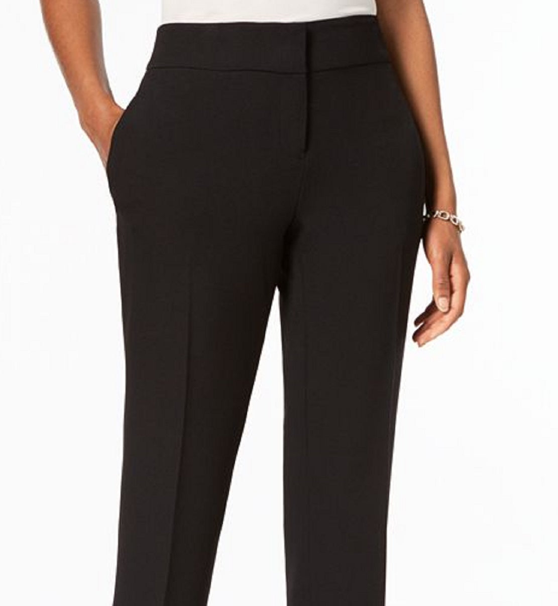 Kasper Women's Stretch Crepe Straight Leg Pants Black Size 8