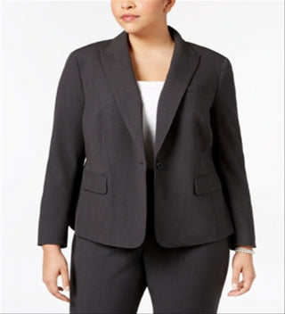Anne Klein Women's Single Button Wear To Work Jacket Gray Size 24W