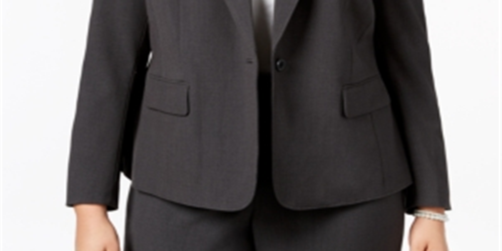 Anne Klein Women's Single Button Wear To Work Jacket Gray Size 24W