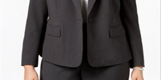 Anne Klein Women's Single Button Wear To Work Jacket Gray Size 24W