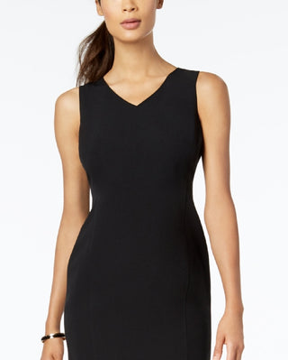 Kasper Women's V Neck Sheath Dress Black Size 14 Petite