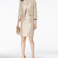 Le Suit Women's Shiny Flyaway Jacket & Sheath Dress Brown Size 2 Petite