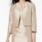 Le Suit Women's Shiny Flyaway Jacket & Sheath Dress Brown Size 2 Petite