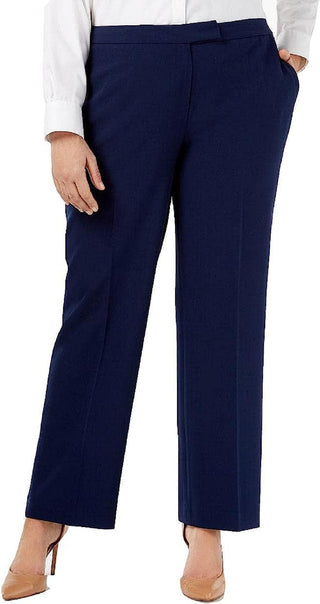 Kasper Women's Tab Waist Modern Dress Pants Blue Size 18