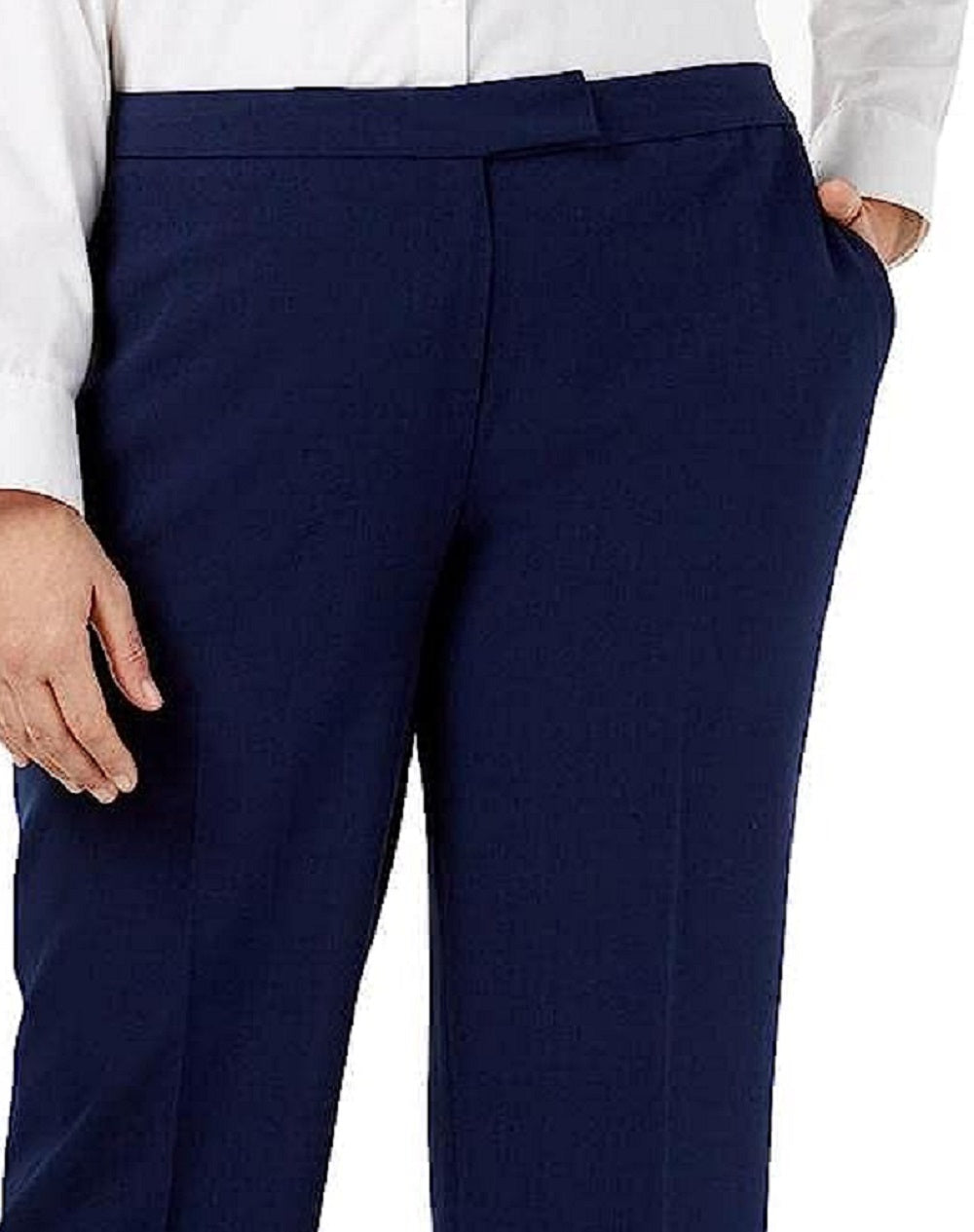 Kasper Women's Tab Waist Modern Dress Pants Blue Size 18