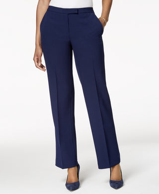 Kasper Women's Tab Waist Modern Dress Pants Blue Size 8
