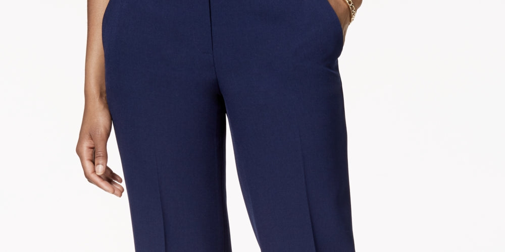 Kasper Women's Tab Waist Modern Dress Pants Blue Size 8
