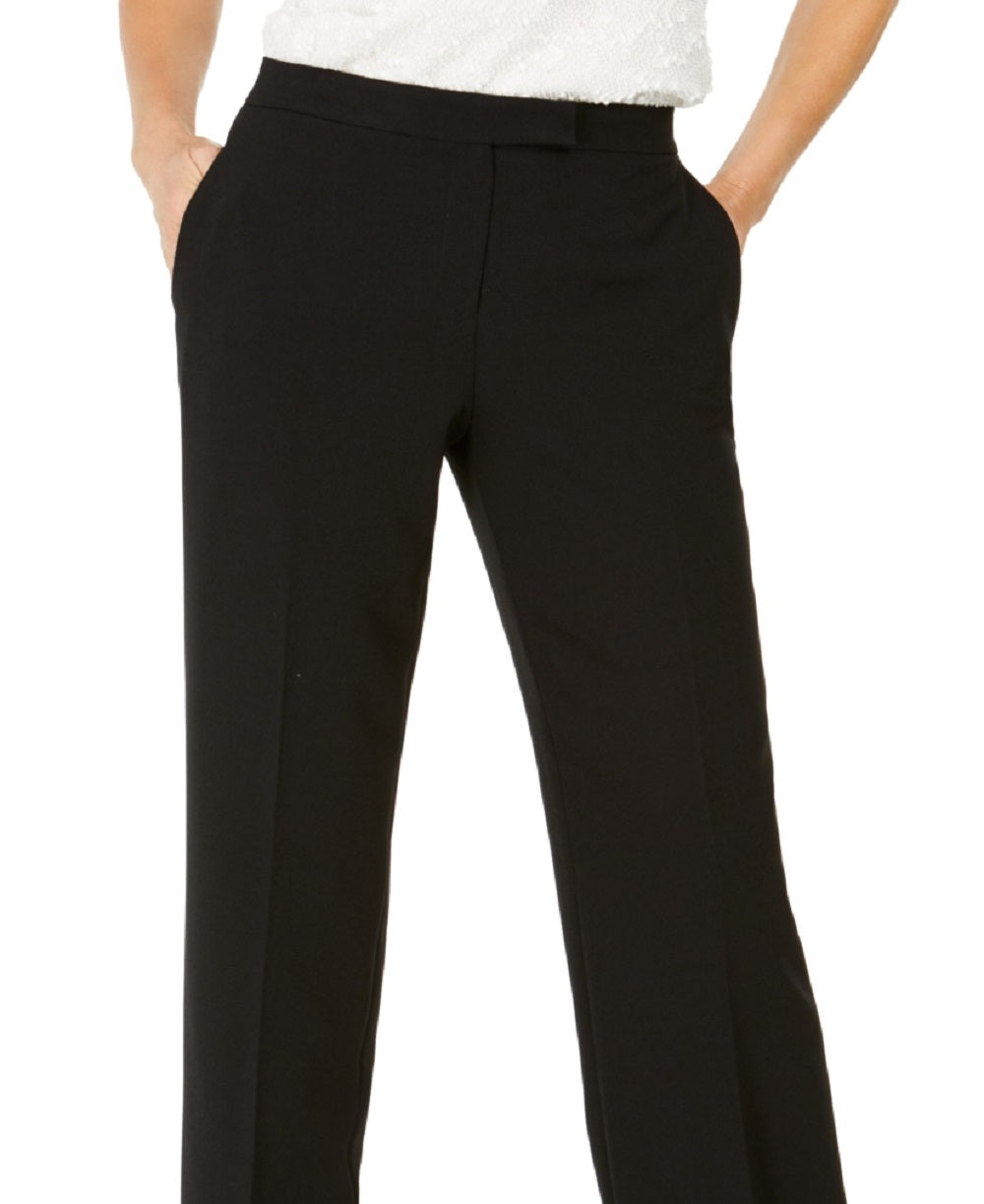 Kasper Women's Tab Waist Straight Fit Modern Dress Pants Black Size 14