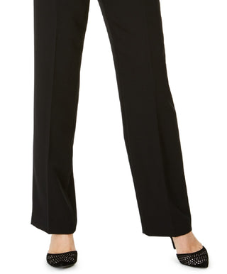 Kasper Women's Tab Waist Straight Fit Modern Dress Pants Black Size 14
