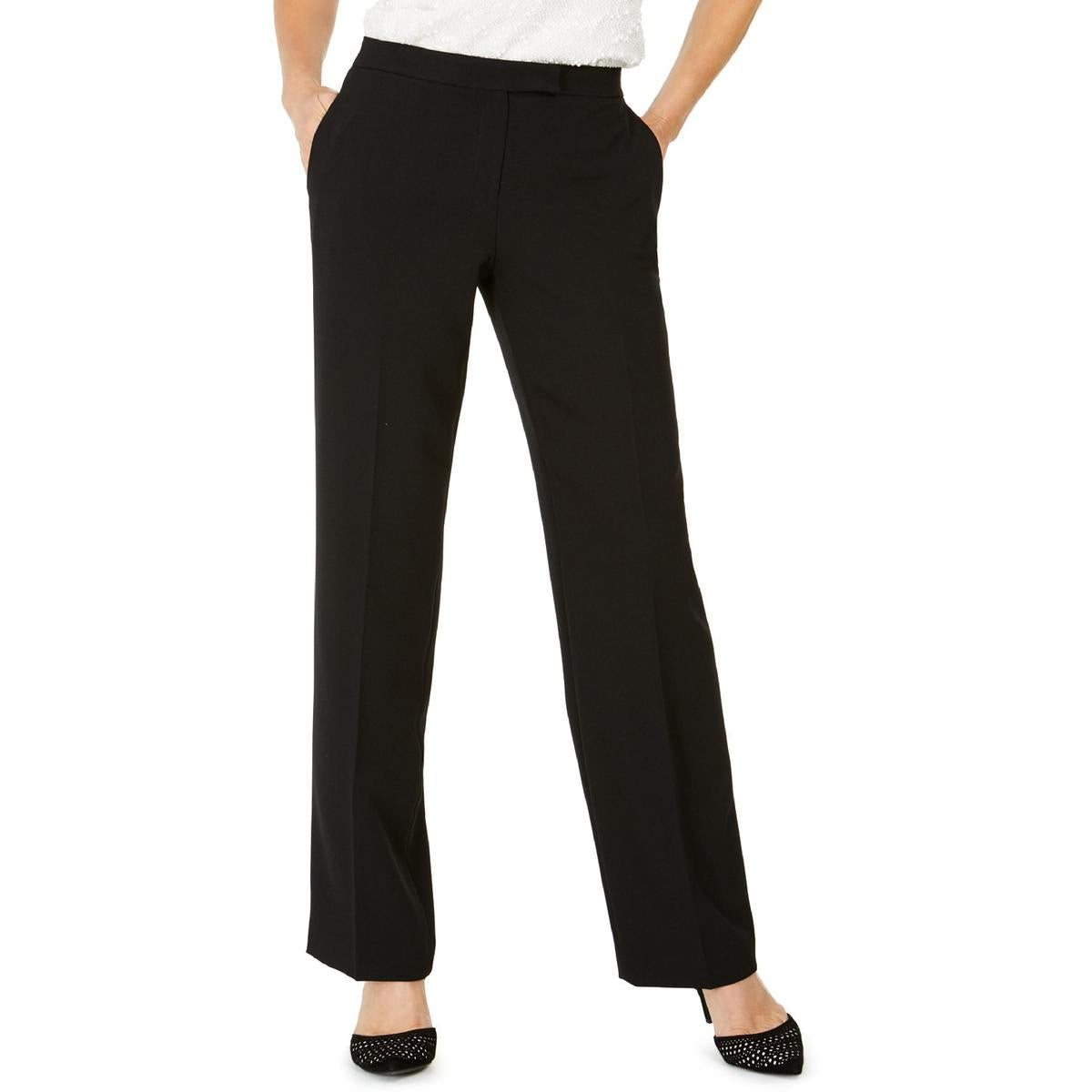 Kasper Women's Tab Waist Modern Dress Pants Black Size 8