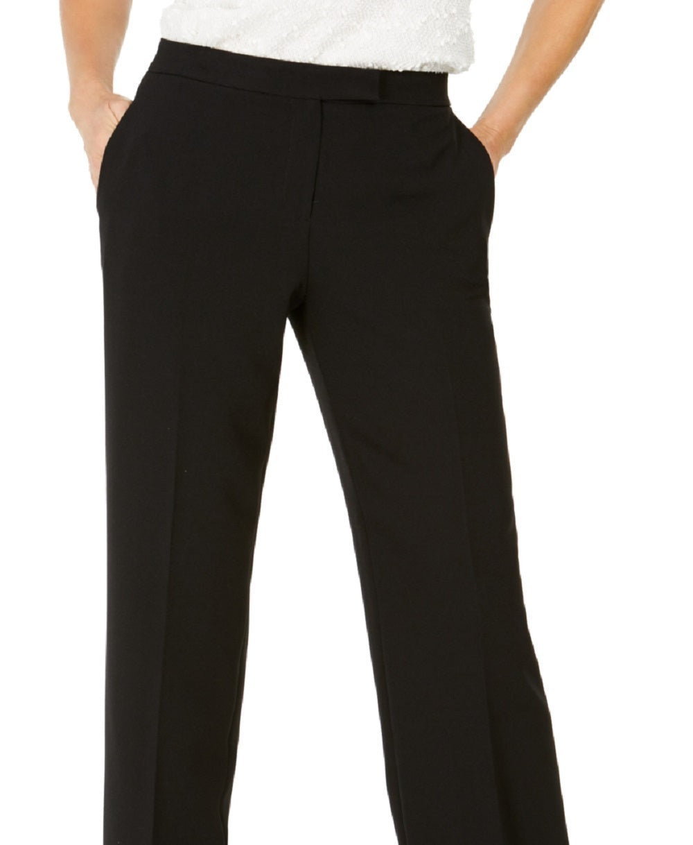 Kasper Women's Tab Waist Trouser Pants Black 10Petite