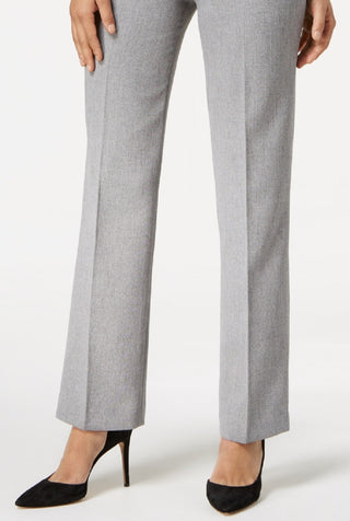 Kasper Women's Tab Waist Straight Fit Modern Dress Pants Sizes Gray Size 14