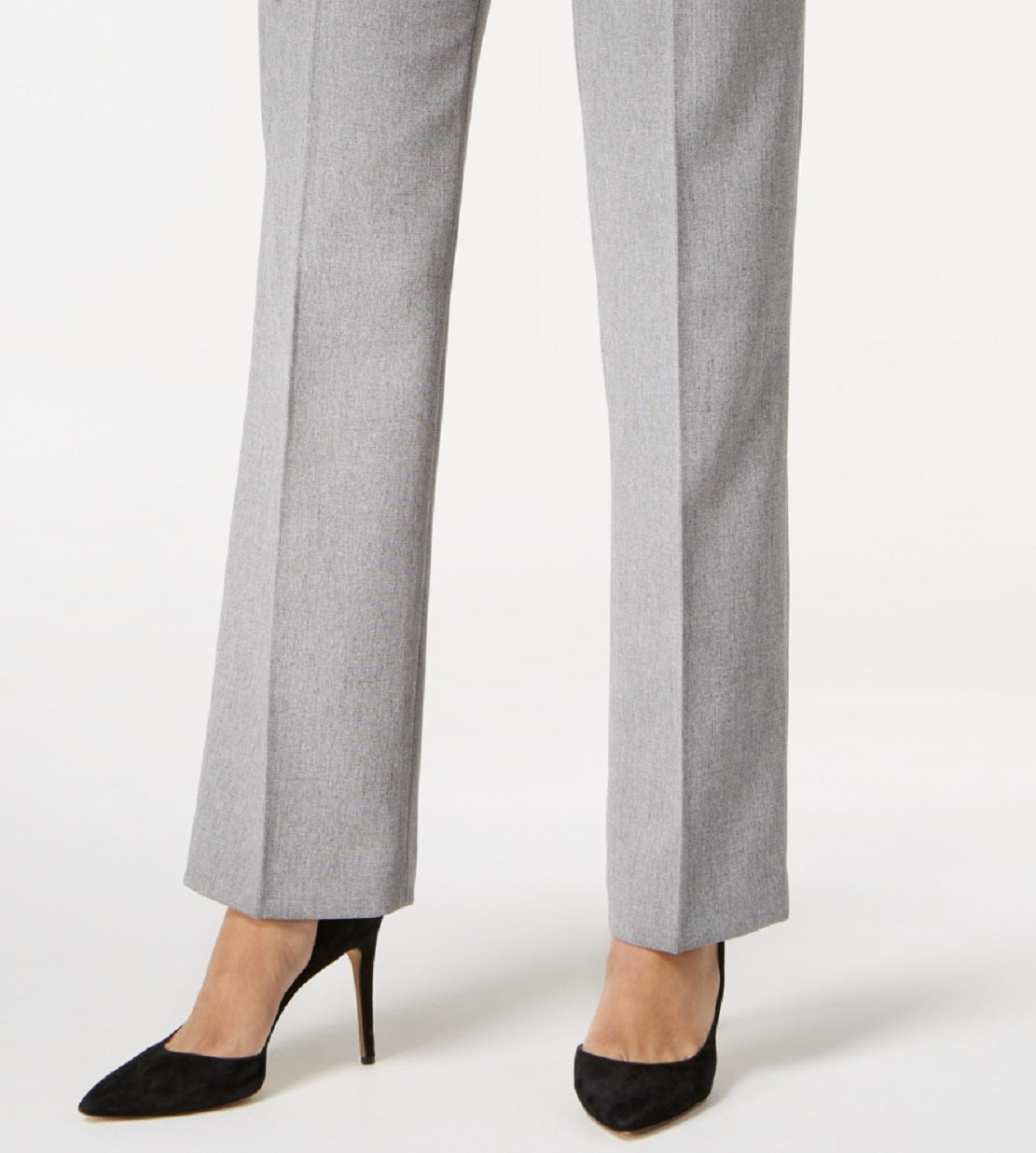 Kasper Women's Tab Waist Straight Fit Modern Dress Pants Gray Size 14 Petite