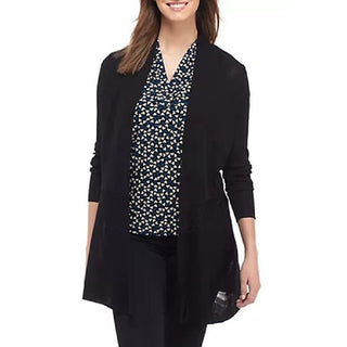 Anne Klein Women's Peplum Long Cardigan Black Size Medium