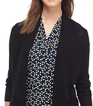 Anne Klein Women's Peplum Long Cardigan Black Size Medium