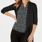 Anne Klein Women's Peplum Long Cardigan Black Size Small