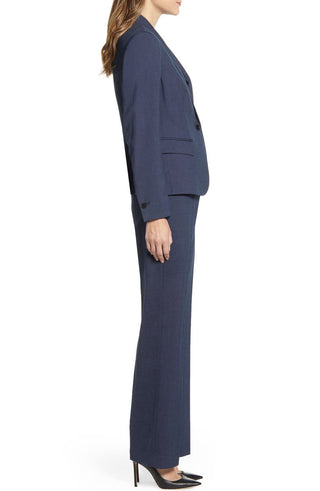Anne Klein Women's Nested Bird's Eye Suit Blue Size 14