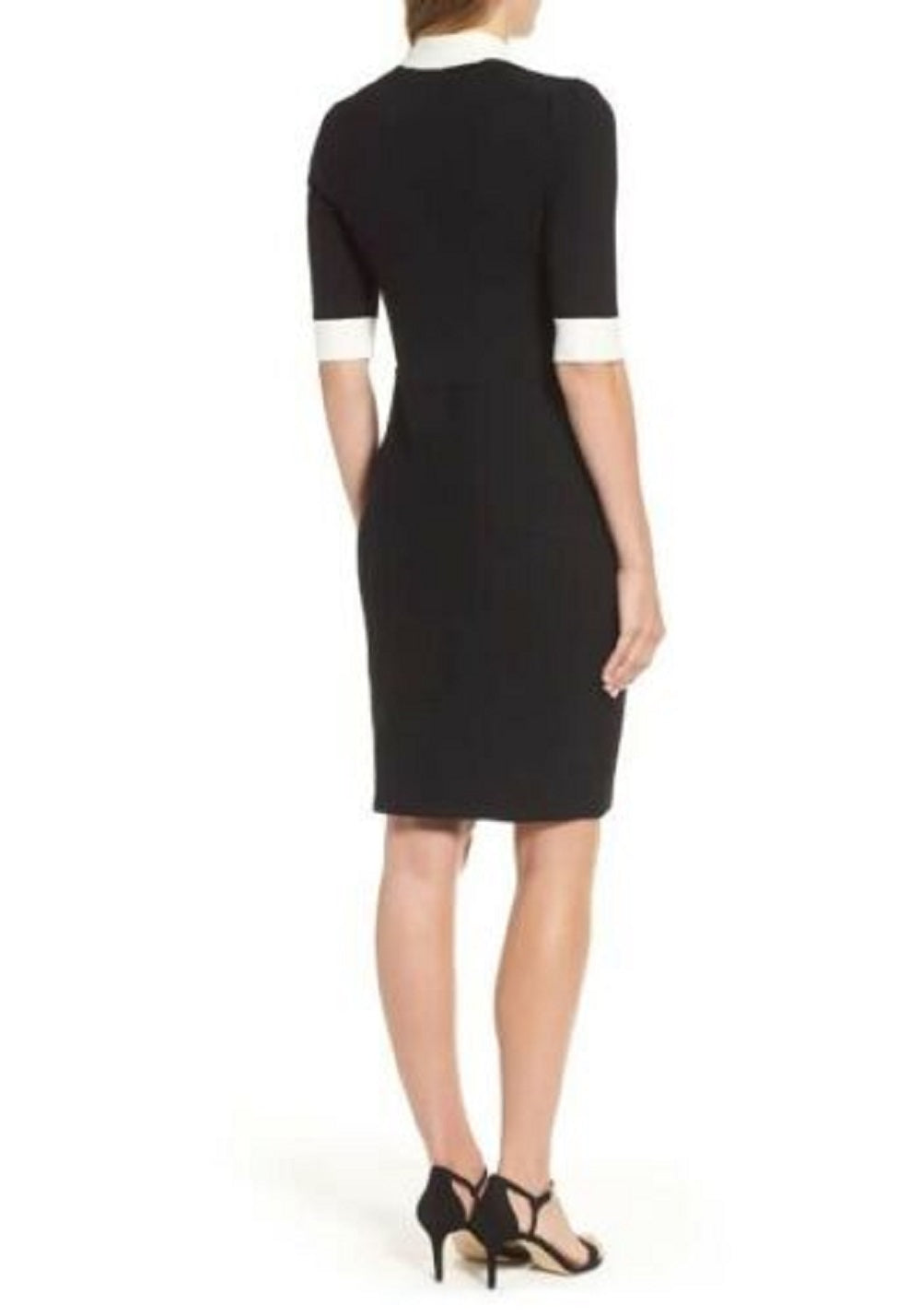 Anne Klein Women's Shawl Collar Knit Sheath Dress Black Size Small