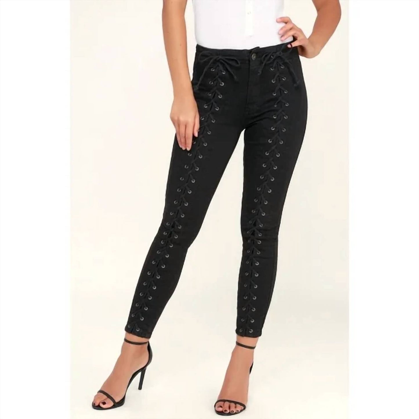 Pistola - Lace-up High Rise Skinny Jeans