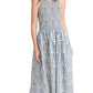 Madewell Women's Shibori Halter Tiered Midi Dress, Blue Ivory Shibori, S