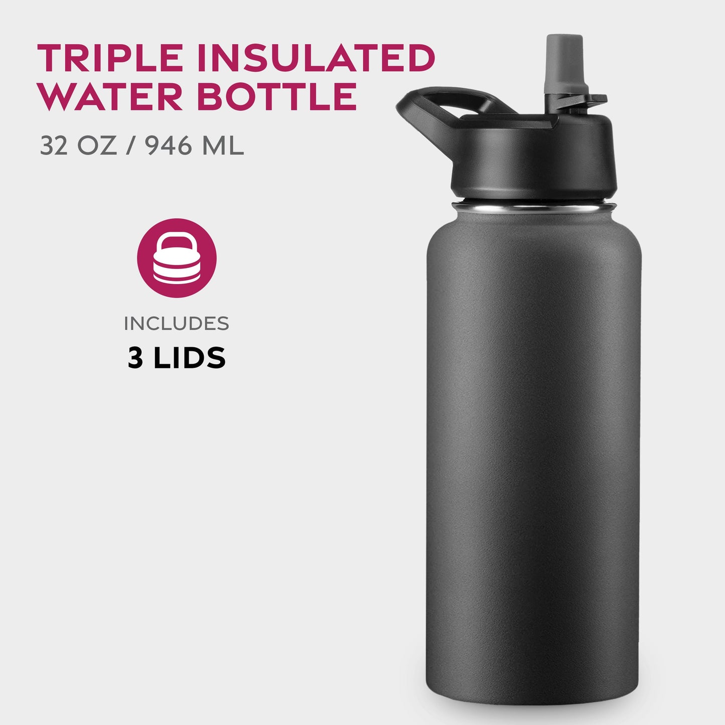Insulated Sports Water Bottle with Straw