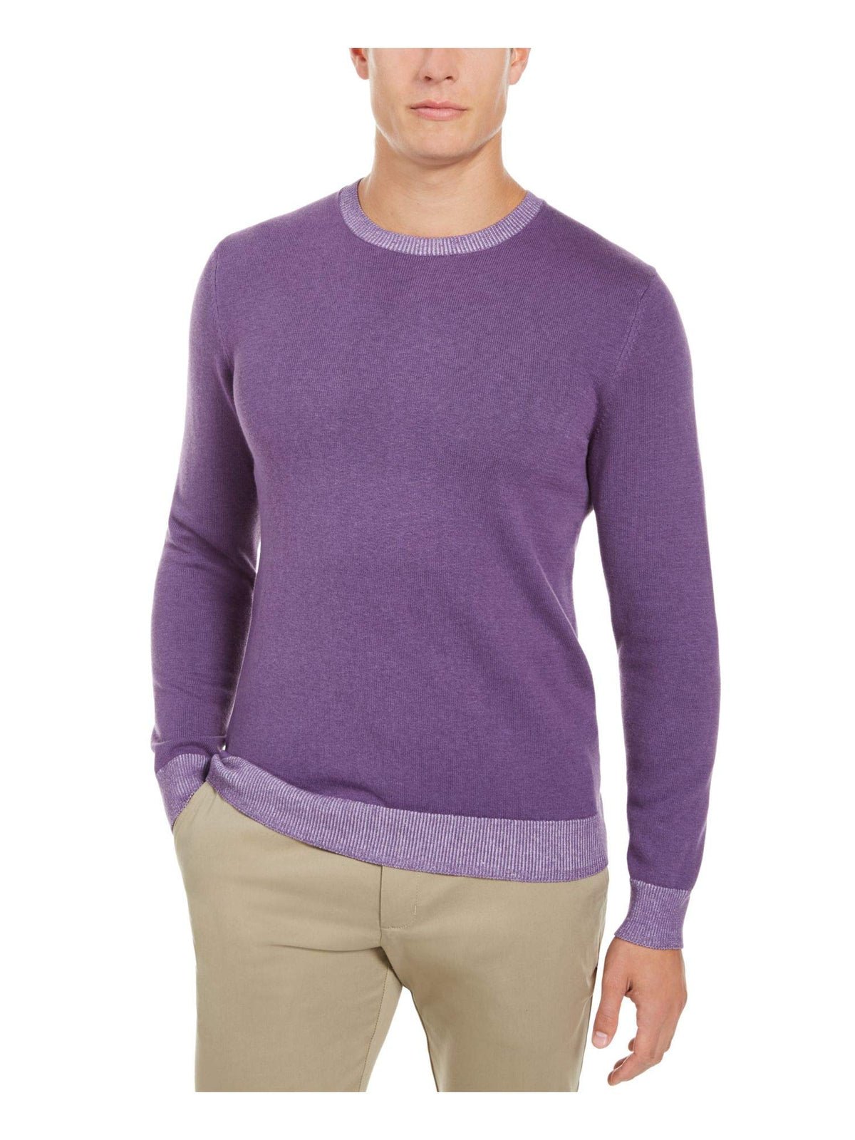 Tasso Elba Mens Crew Neck Knit Sweater Purple XL