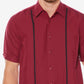 Cubavera Men's Contrast Stitch Short Sleeve Shirt Red Size Medium