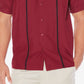 Cubavera Men's Contrast Stitch Short Sleeve Shirt Red Size Medium