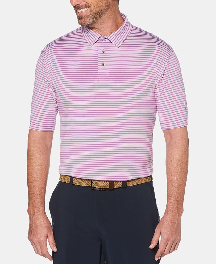 PGA Tour Men's Striped Short Sleeve Polo Shirt Purple Size XX-Large