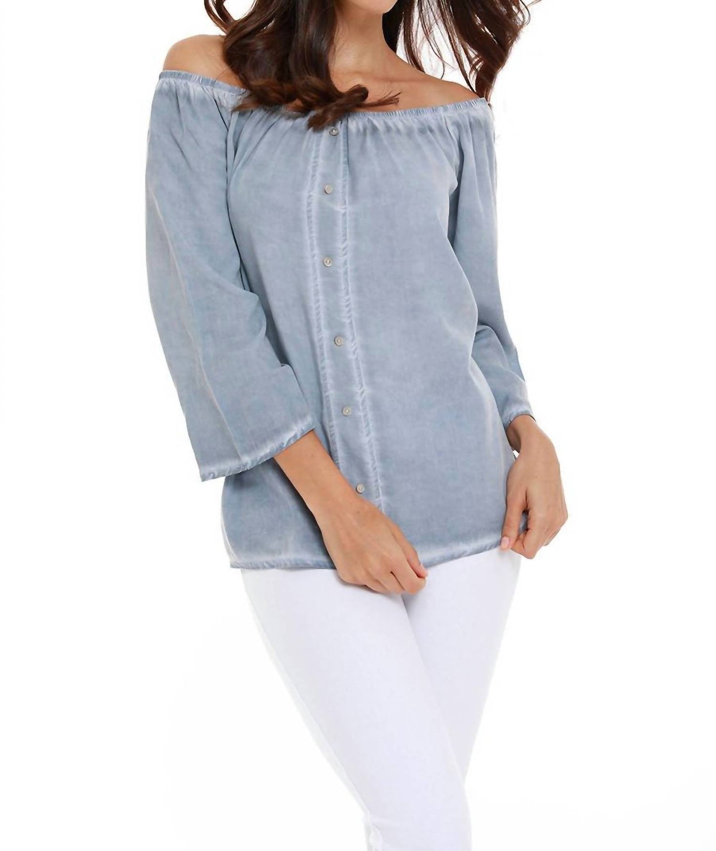 French Kyss - Luciana Button Off The Shoulder Top