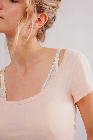 Free People - End Game Pointelle Baby Tee