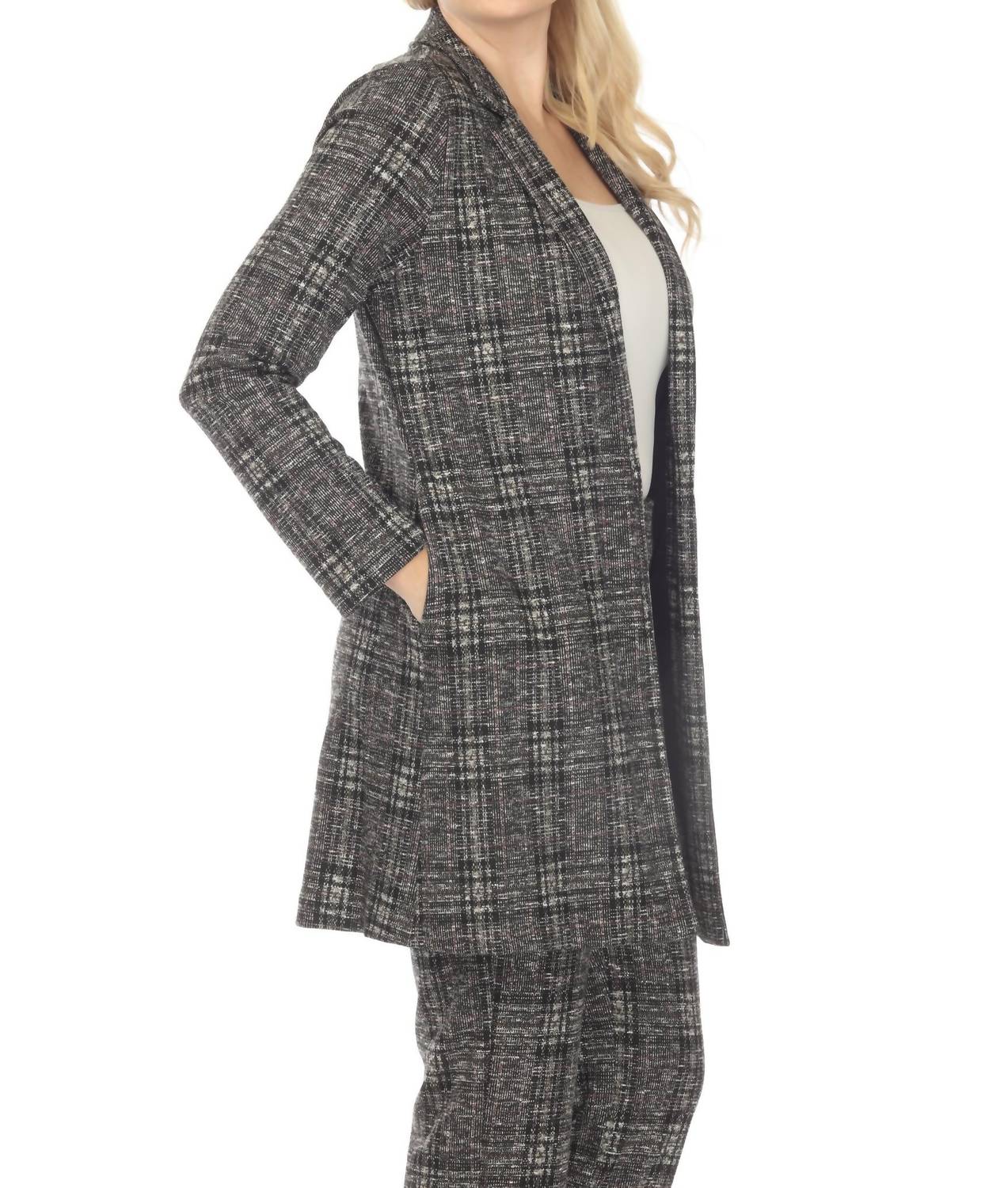 Joseph Ribkoff - Plaid Open Front Blazer Jacket
