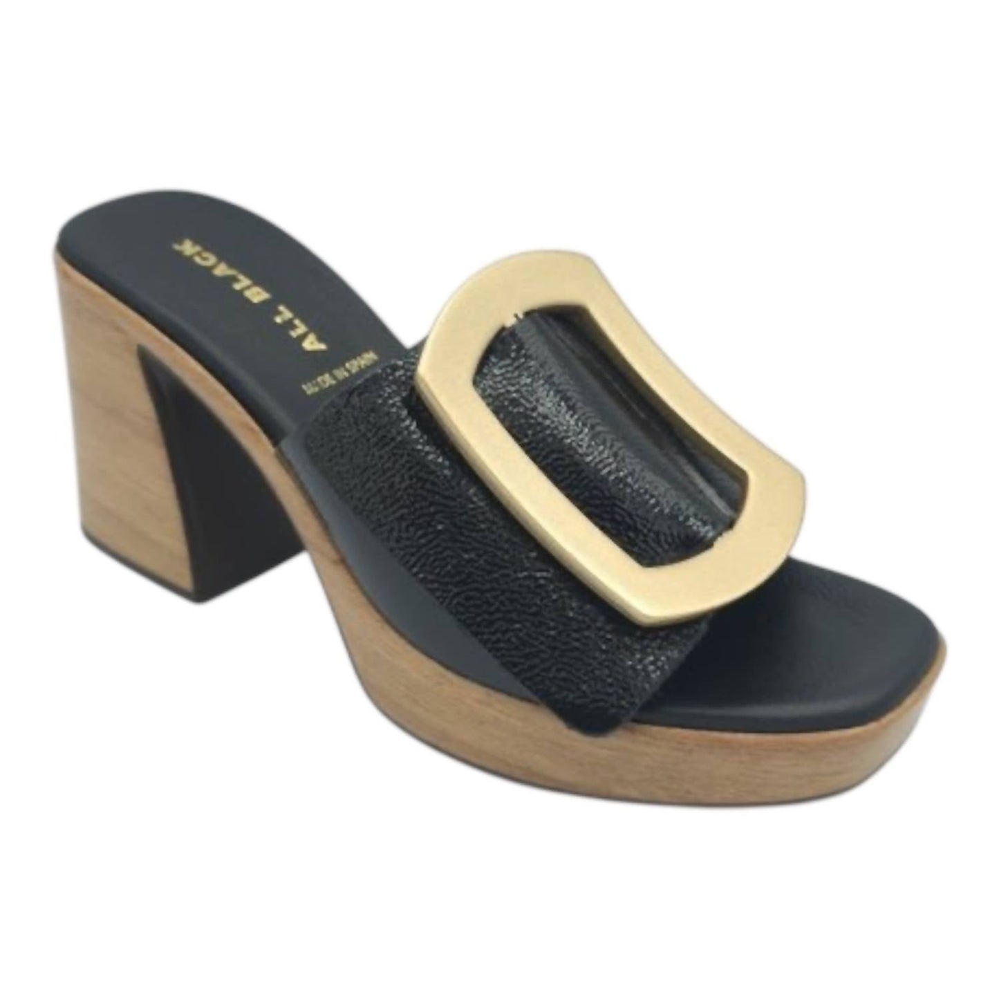 All Black - Women's Hi Elegante Buckle Heel
