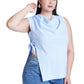 ELOQUII Women's Plus Size Asym Tie Top - 16, White On Blue