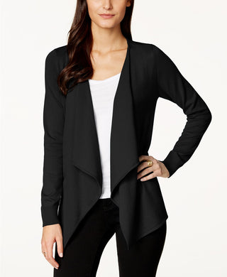 Thalia Sodi Women's Lace-Up-Back Flyaway Cardigan Black Size Small