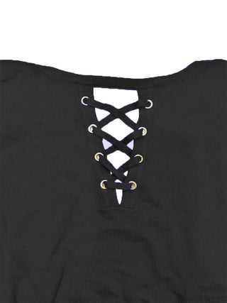 Thalia Sodi Women's Lace-Up-Back Flyaway Cardigan Black Size Small
